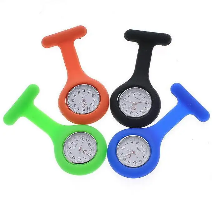 

500PCS Fashion Cuty New Silicone Nurse Watch Brooch Tunic Fob Watch With Free Battery Doctor Medical Drop