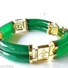 Богатые природные Ювелирные Изделия! очаровательный Зеленый КАМЕНЬ Браслет 2 Ряд 7.5 дюймов 2 шт. Позолоченный Люкс широкий часы крылья королева