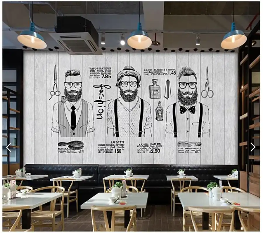 Personalizado Do Vintage 3d Barbearia Papel De Parede Placa De Madeira Salao Mural Para Sala Estar Sofa Loja Fundo Decoracao Da Sua Casa Aliexpress