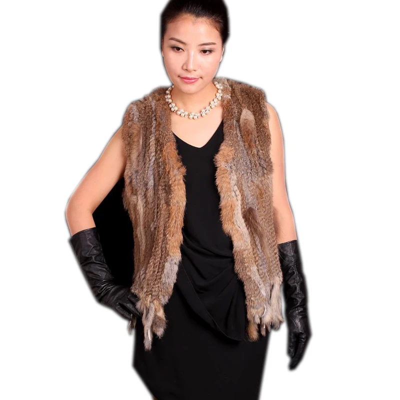 

2017 knitted rex rabbit hair medium-long winter women's design short fur coat