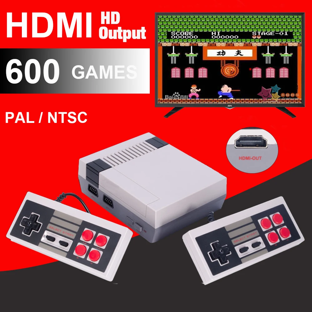 HDMI кабель два/четырехкнопочный Мини Ретро Классический ТВ портативная игровая консольная видеоигра консоль бит в 600 игра PAL/NTSC