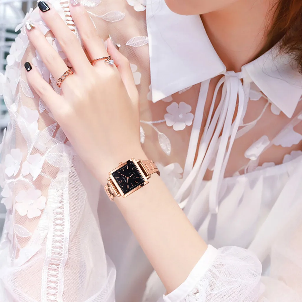 Простые Стильные Женские кварцевые наручные часы с маленьким циферблатом и квадратным циферблатом из сплава, подарки, вечерние наручные часы
