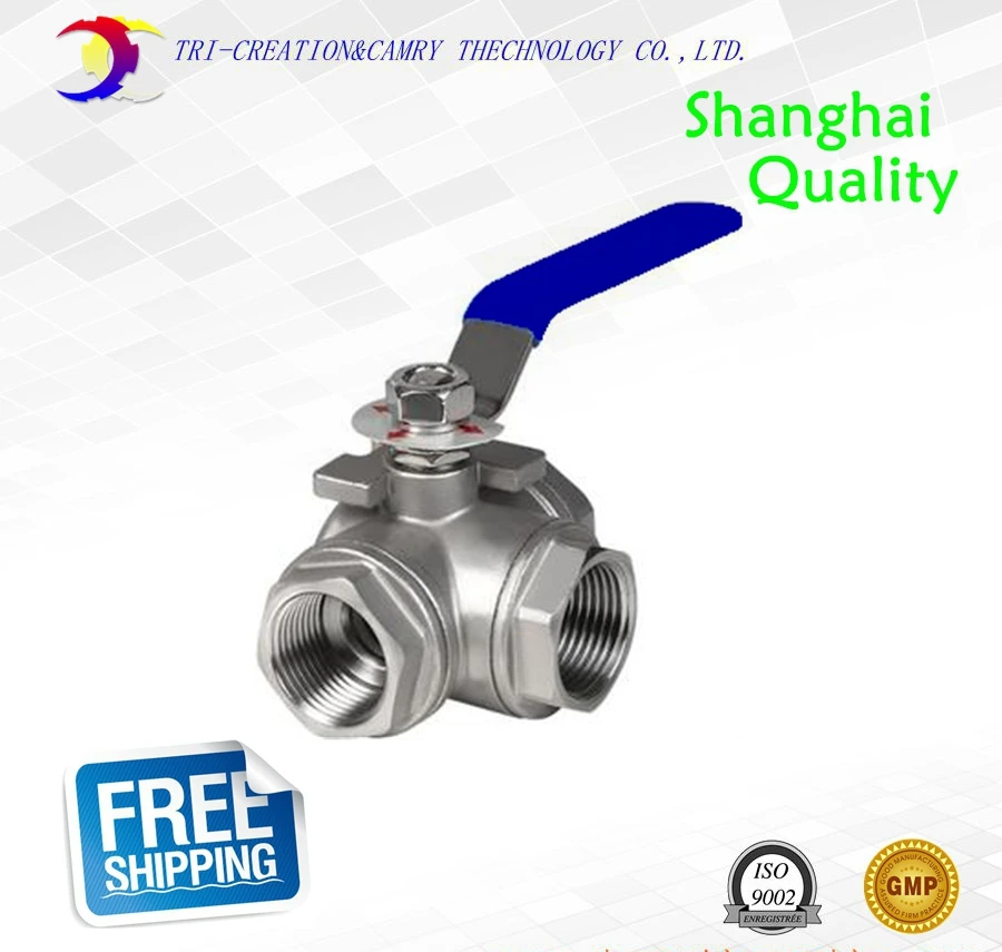 

1/2" DN15 female stainless steel ball valve,3 way 316 screwed/thread handle ball valve_manual T port gas/oil/liquid valve