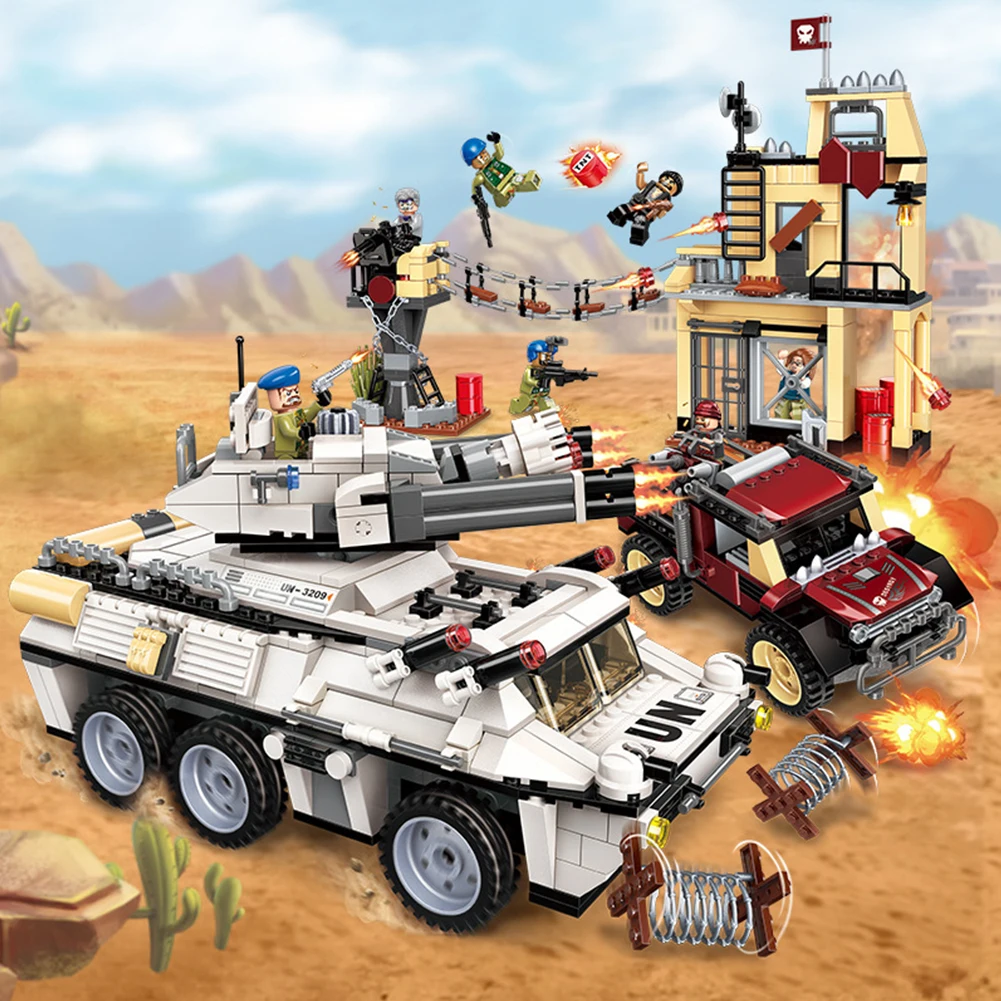Legoing Military big Building blocks Thunder assault series model Tank Helicopter Jeep compatible with Legoes collection toys 30