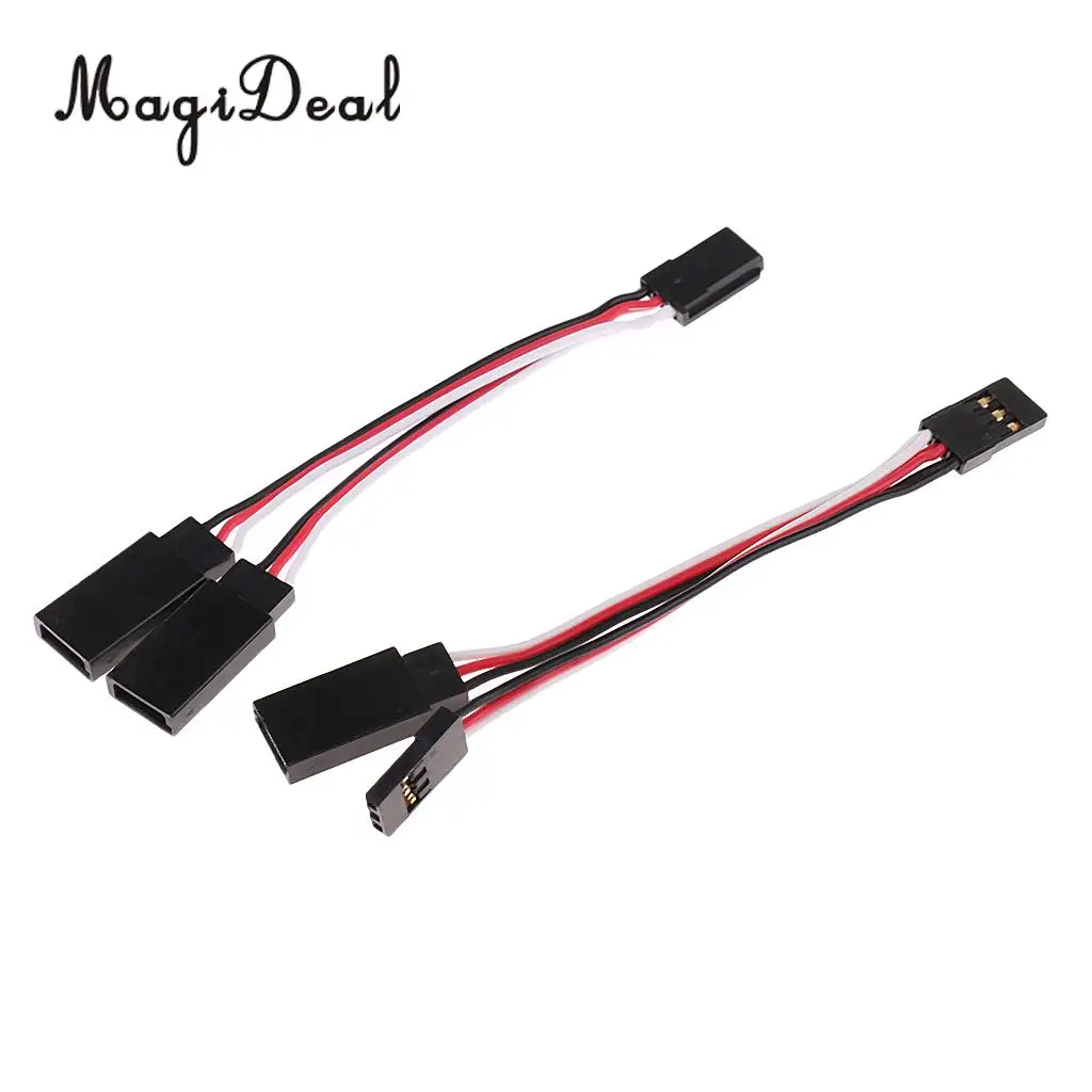 MagiDeal 2Pcs Metal Y-Harness Male Female Plug 2 in 1 Convert Wire Harness for Futaba JR Servo/ESC Remote Control Parts Acce