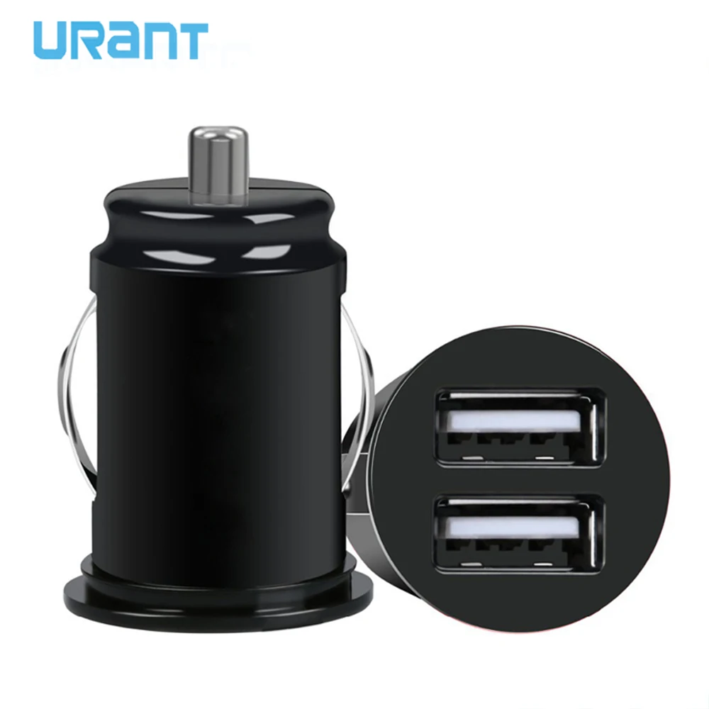 

URANT Mini Car Truck Dual 2 Port USB Charger Adapter for iPhone Black 12V Power 2.1A USB car charger for xiaomi mobile phone