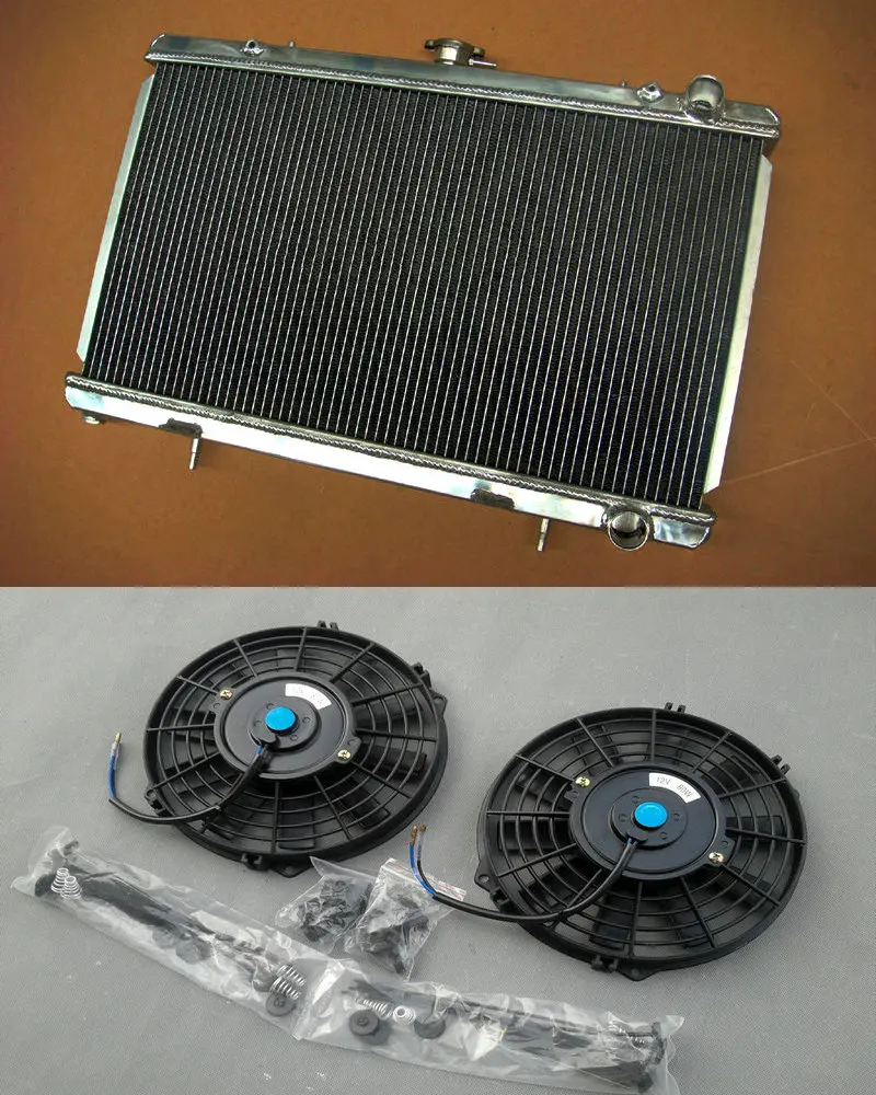 

52MM Aluminum Radiator&Fans Fit For Nissan 200SX S13 CA18DET 1.8 Turbo MT 1988-1994 1988 1989 1990 1991 1992 1993 1994