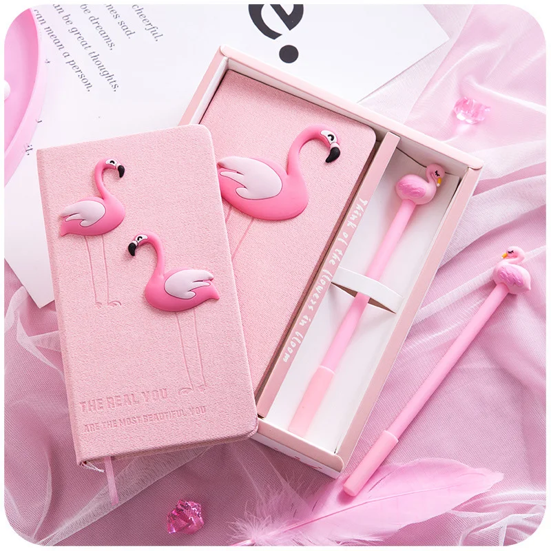 EZONE свежий розовый Фламинго блокнот с ручкой набор путешественник путешествие дневник студентов блокнот пара Фламинго Подарочная коробка блокнот
