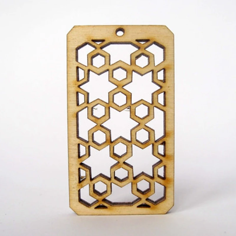 

Original Natural Wooden Earrings Rectangular Hollow Circular Earrings