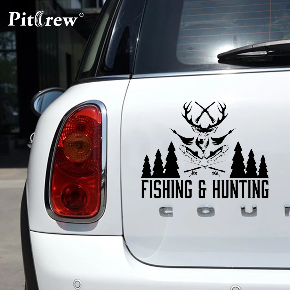 

1PC High Quality 17.8*13.7cm Fishing Hunting Shop Hunter Fisherman Vinyl Stickers Decals