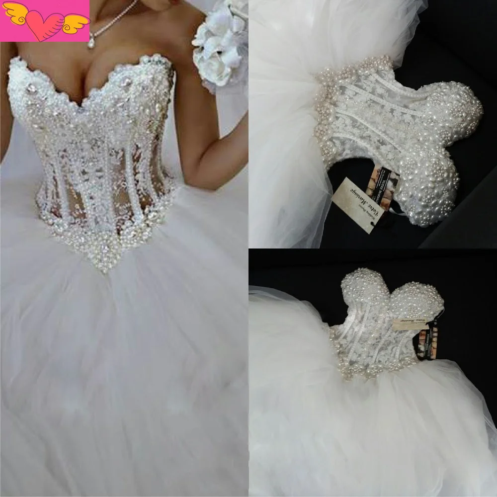

Long Vintage White Princess Wedding Dresses See Through Corset Beaded Luxury Wedding Gowns 2015 Vestido De Noiva Longo Sexy Gown