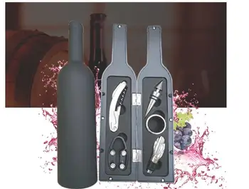 

30sets/lot Wine Opener Tool Set 5 In 1 Bottle Shape Opener Stopper Drip Ring Wine Pourer Stainless Steel Bottle Opener Set