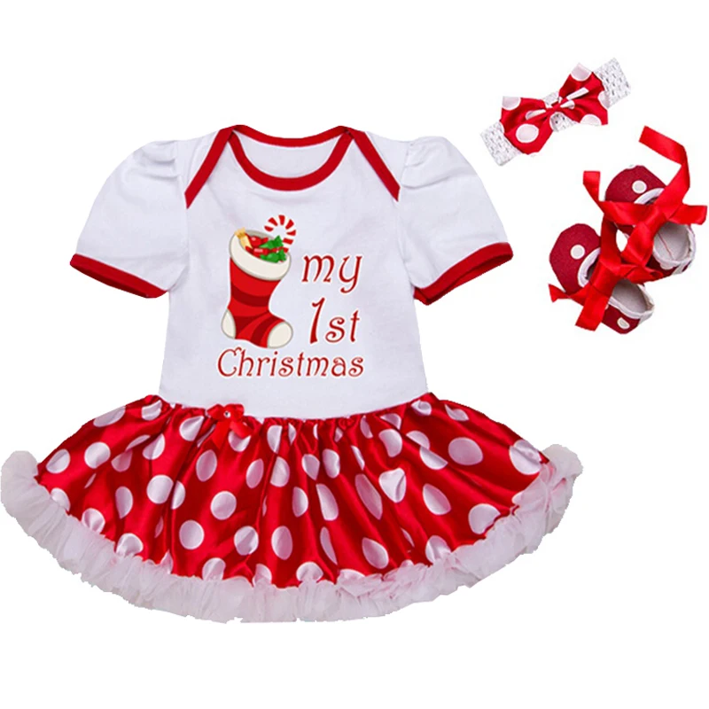My First Christmas Baby Girl Clothes Set Girls Pettiskirt Tutu Dress Headband Crib Shoes Infantil Menina Newborn Clothing | Мать и