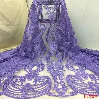 

Best Selling purple color African Tulle lace fabric New Design Nigerian Lace Fabric For Women French Mesh Lace FabricHX1909-1