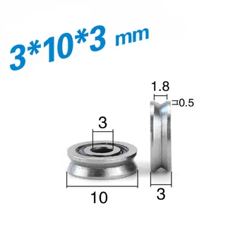 

[V0310-3] 10PCS low noise micro small bearing roller wheel V/U Groove steel carbon steel wheel pulley 3*10*3mm 0310VV