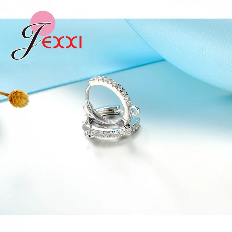 JEXXI New Arrival S925 Sterling Silver Earring Findings For DIY Making Deisgn With White Imitational Diamond Jewelry Components Jewelry Findings