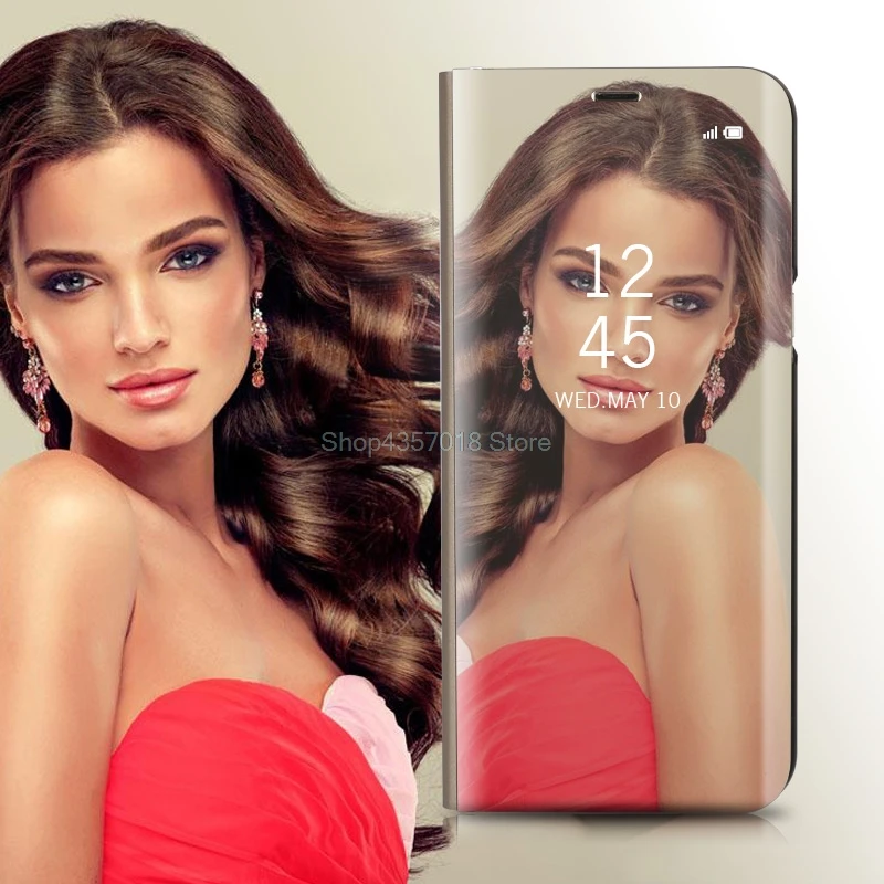 Чехол для Huawei P20 Pro Lite с откидной подставкой прозрачный зеркальный чехол Mate 10 Honor
