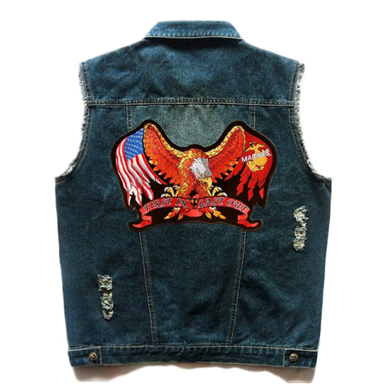 HEROBIKER Motorcycke Jacket Men Classic Vintage Motorcycle Rider Vest Club Denim Sleeveless Vest 