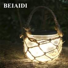 BEIAIDI 3 шт. Ретро cолнечная свеча подвесной фонарь светильник Открытый Mason Jar бутылка на веревочке сад для дорожки на участке колода света