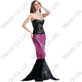 

Women Black Rose Mermaid Cosplay Costume Fairy Tale Halloween Carnival Dress Fancy Girls Masquerade party costume Dresses