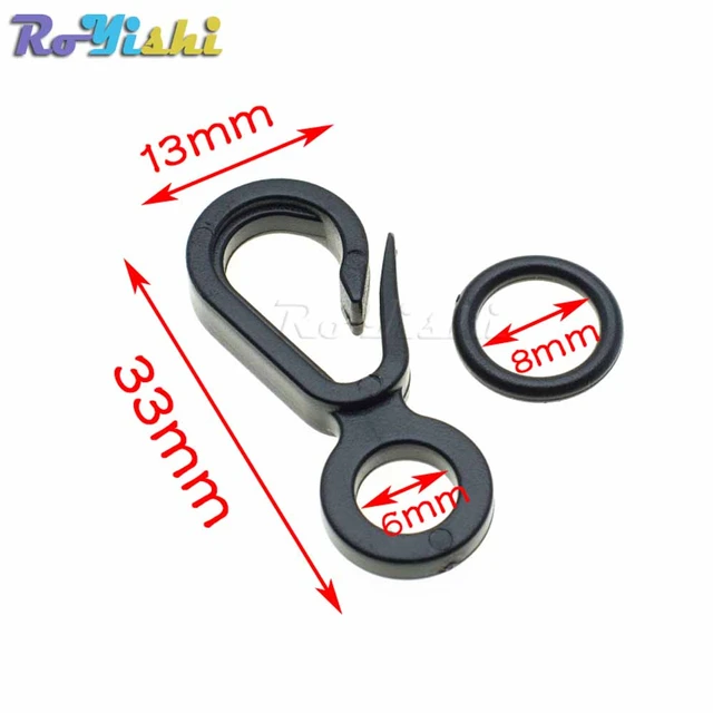 100pcs/pack Black Plastic Snap Hooks With O ring for Bag Belts