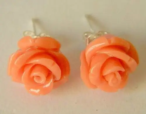 Lovers Women Good Real Natural Stone Gems 12Mm Pink Japan Sea Coral Orecchino A Fiore Intagliato Cz Stud Aaa Gradeluxury Girls Wedding