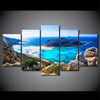 

5 Piece HD Printed Blue Sea Beach Seascape Framed Wall Picture Art Poster Painting On Canvas For Living Room Posters And Prints
