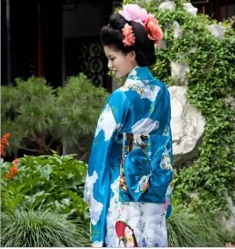 Горячее предложение традиционный японский платье womwen женские туфли на плоской подошве шелковое кимоно в винтажном стиле платье юката кимоно Оби платье традиционное японское кимоно