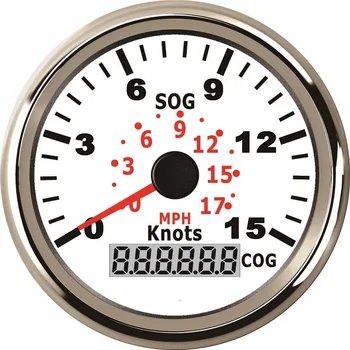 

85MM Waterproof 85mm Boat GPS Speedometer With Course 15knots Speed Gauge 9-32V For Marine Vehicles 9-32V With Red Backlight
