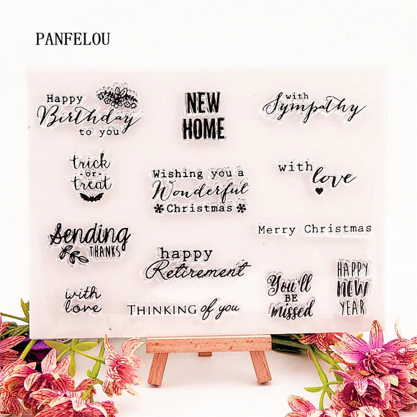 

PANFELOU 15.5x20.5cm Sentiment Transparent Silicone Rubber Clear Stamps cartoon for Scrapbooking/DIY Christmas wedding album