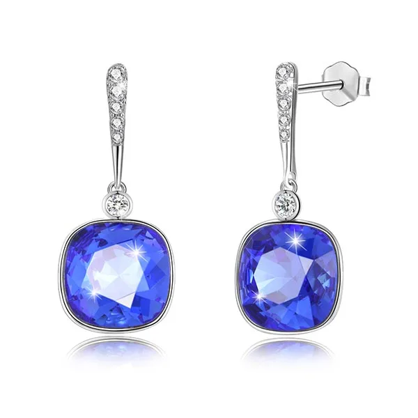 2 BALMORA Настоящее серебро 925 пробы кристалл квадратные серьги для женщин Девушка классический подарок модные ювелирные изделия Aretes SVE300 - Окраска металла: 2