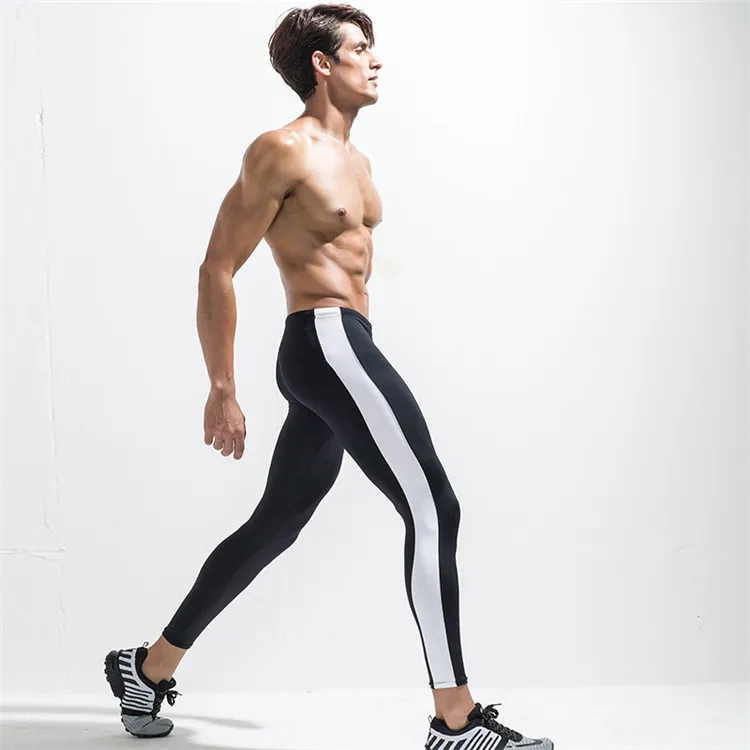 Колготки тонкий человек леггинсы Высокие эластичные тренировочные штаны Костюмы Для Мужчин's Sweatpant панелями быстросохнущая сжатия Фитнес брюки
