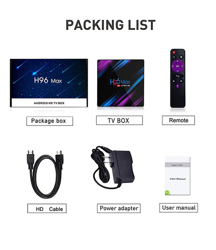 H96 MAX Android tv Box 9 0 Rockchip RK3318 2G 4G 16 GB 32 64 4 K Smart 2 & 5 0G WiFi Bluetooth IP Android|ТВ-приставки и