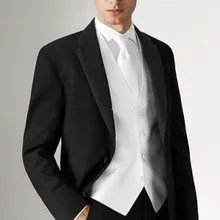 Новое Прибытие Черный 3 Шт. Жених Смокинги Лучший Мужские Костюмы(Куртка+ Брюки+ жилет) с Длинный Жакет микрофибры Формальный Повод Костюмы