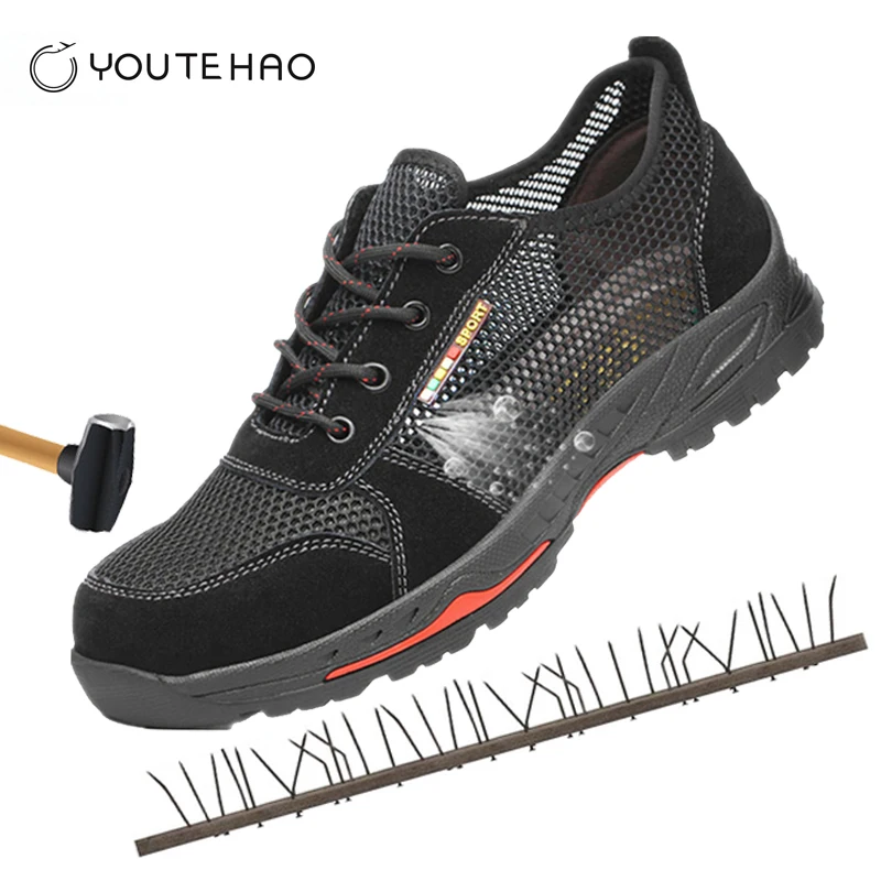 

Safety shoes steel toe caps summer breathable deodorant lightweight anti-smashing stab-resistant casual safety site shoes