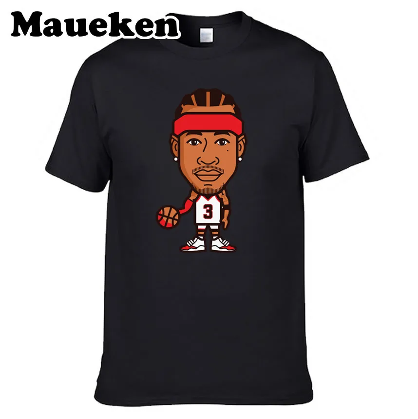 Мужская футболка с мультипликационным принтом ответ 3 Allen Iverson круглым вырезом