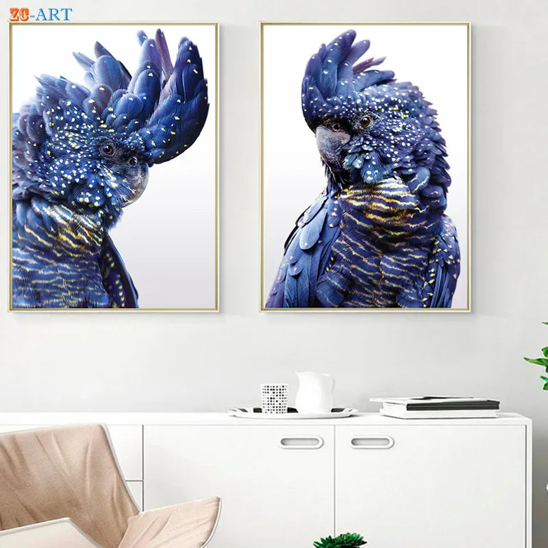 Modern Australian Parrot Print Black Cockatoo Canvas Wall ...