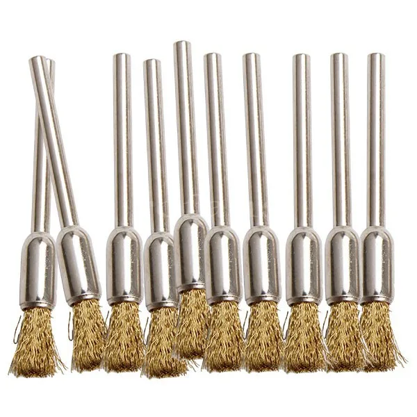 Pen Shape 5MM End Brushes Stainless gold Steel Wire Brush Drill End 1/8