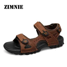 ZIMNIE/брендовая уличная дышащая обувь; модные мужские сандалии в римском стиле; мужские летние шлепанцы из натуральной кожи; большие размеры 38-48