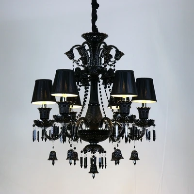 6 lights B Хрустальная люстра Черная тень Свеча Люстры Спальня Черная люстра Современная выдувная стеклянная люстра Освещение Гостиная люстра люстра потолочная люстры люстра в спальню светильники светодиодные лампы - Цвет абажура: 6 lights B