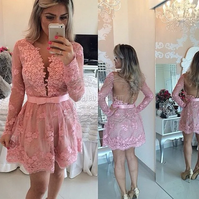 > vestido rosa palo corto manga stock OFF-64%