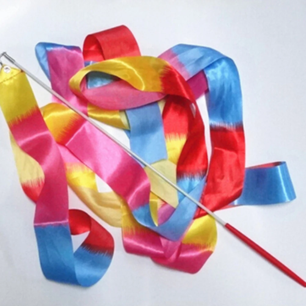 4M Dance Ribbon Gym Rhythmic Art Gymnastic Ballet Streamer Twirling Rod Colorful Polyester Ribbons 1PC