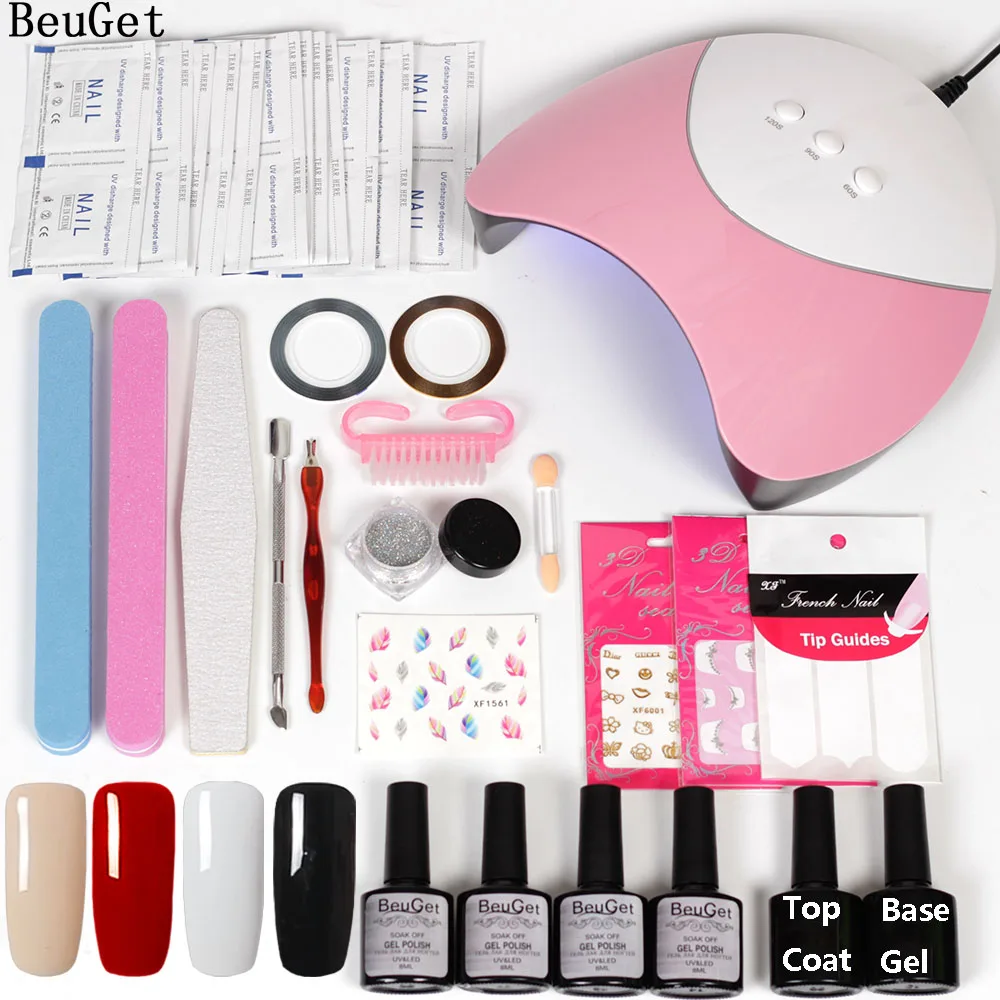 

Nail art Set 36w UV Led Lamp Dryer Curing&Nail Laser Powder Nail Glitter&4 Color nail polish UV Gel Varnish set for Manicure set