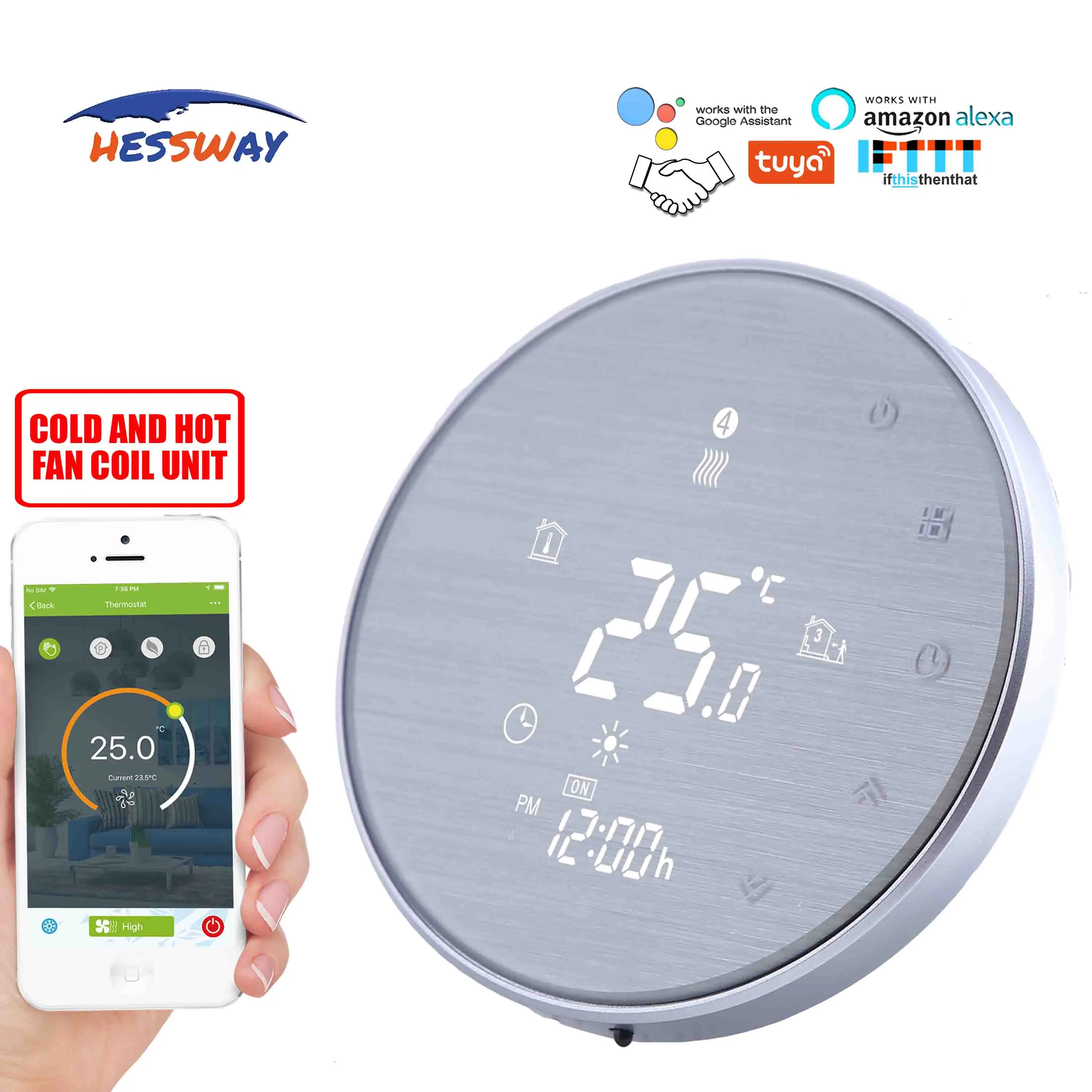 Умный термостат HESSWAY TUYA с вентиляторной катушкой Wi Fi регулятор температуры для