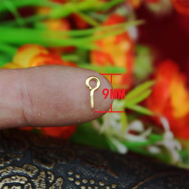 9mm-Gold-Metal-Small-Mini-Eye-Pins-Eyepins-Hooks-Eyelets-Screw-Clasps-Jewelry-Findings-Threaded-Hardware