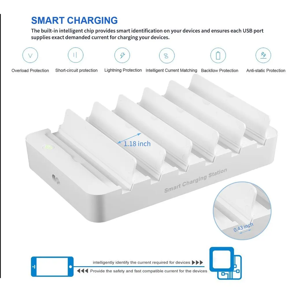 

YA60WS-6U 6 USB Ports Smart WIFI Remote Control Fast Charge Safe Charging Station Space-saving Overcharging Protection
