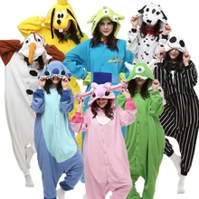 Comercio al por mayor de Halloween Stitch Olaf Plutón Dálmata Esqueleto Extranjero Adulto Mujeres Pijamas Set Cosplay de la Historieta Onesies Animales ropa de Dormir
