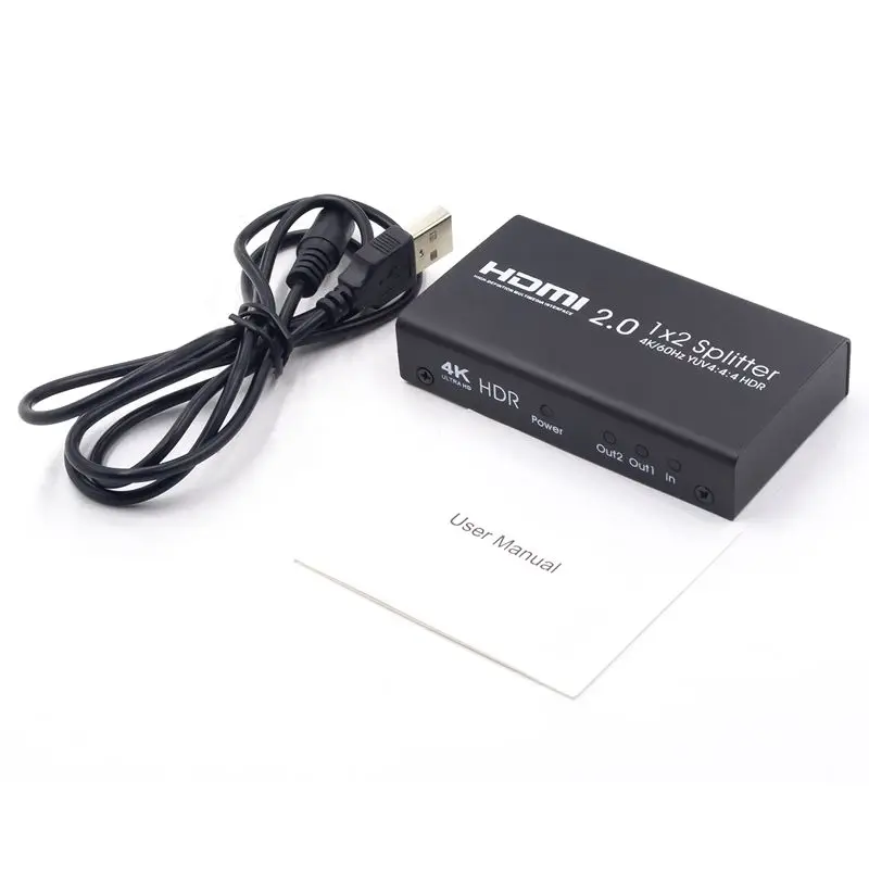 

Compatible Splitters HDMI 1 In 2 Out V2.0 4K Full 3D 1080P HDR 1x2 Adapter Hub 60 HZ