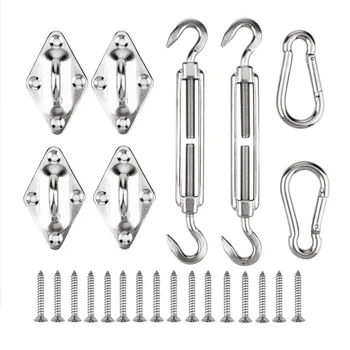 

8PCS Stainless Steel Shade Sail Sunshade Sail Hardware Mounting Set Turnbuckle Carbine For Hardware Installation Kit