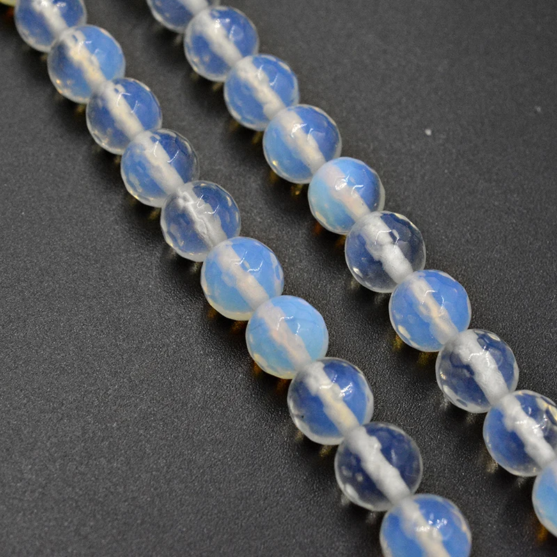 

Wholesale White Faceted Opal Beads Round Loose Beads for Jewelry Making 15.5 Inches Pick Size 4/6/8/10/12 Diy Bracelet Necklack